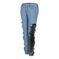 thumbnail image 5 of Lolmot Jeans for Women Side Lace Hollow Appliques Skinny Pencil Hole Ripped Jeans Destroyed Distressed Slim Fit Butt Lifting Denim Pants with Pockets, 5 of 5