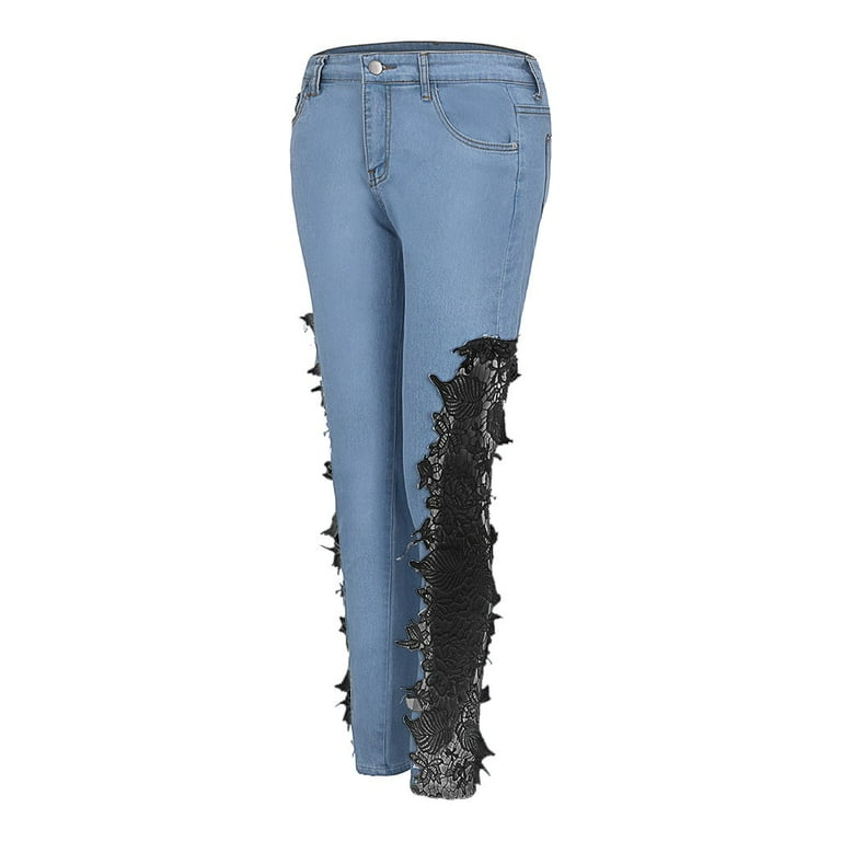 Utoimkio Women's High Waisted Floral Embroidery Denim Jeans Utoimkio Women's High Waisted Floral Embroidery Denim Jeans