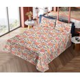 thumbnail image 4 of Ambesonne Floral Design Fitted & Flat Sheet with Shams 4 Pcs Set, Simple Lily Clematis, King, Coral Purpleblue Cream, 4 of 5