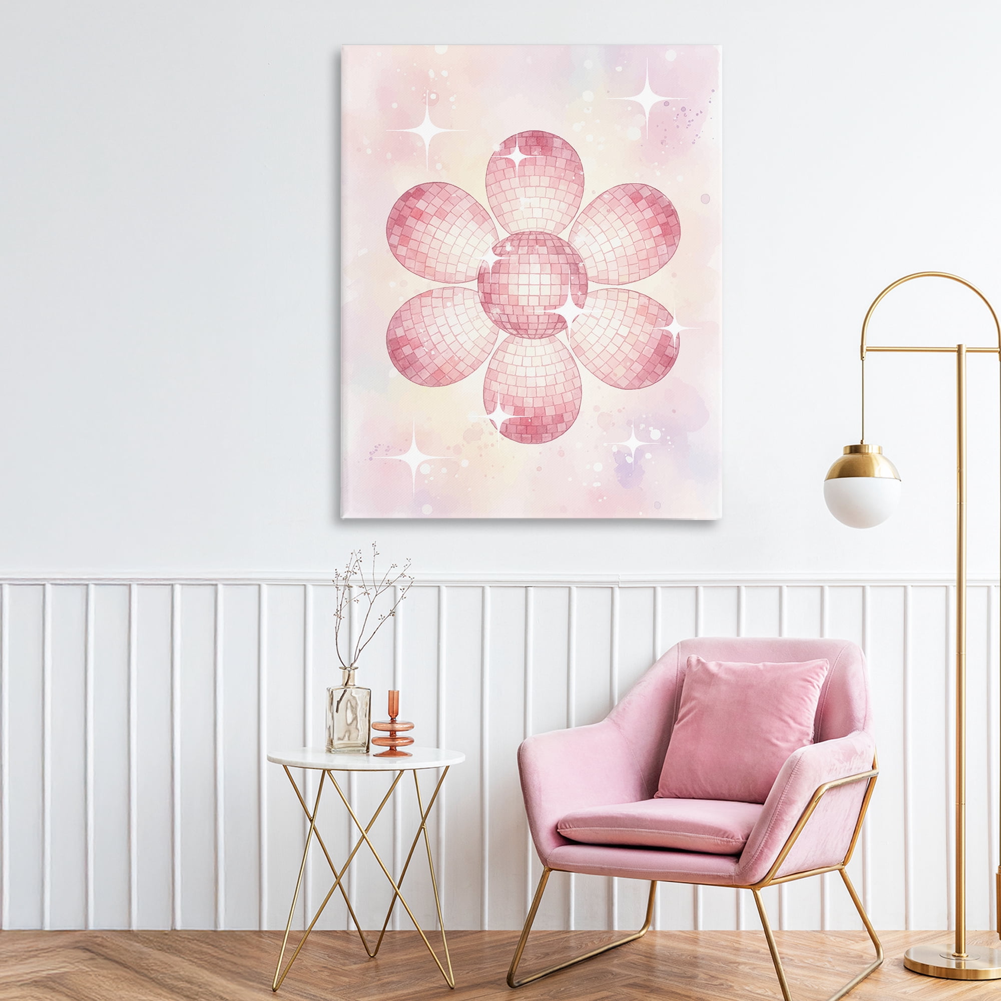 Stupell Industries Dreamy Pink Disco Ball Flower Canvas Wall Art, design by Lil' Rue