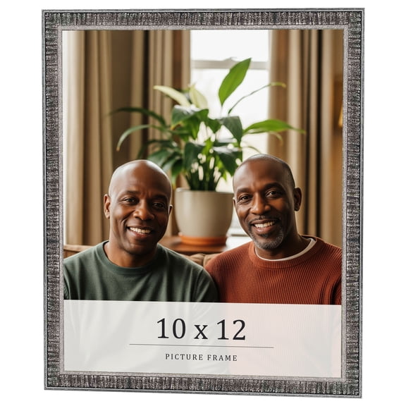 10x12 Frame Silver Grey Distressed Solid Wood Picture Frame | 0.75 Inch Moulding Width | Interior