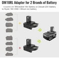 thumbnail image 2 of DM18RL Battery Adapter Converter with USB & Type-C Port for Use with Ryobi 18V Lithium Battery Tools, Converts De*Walt 20V Li-ion or Mil*Wau*kee 18V Li-ion Battery to Ryobi 18V Li-ion Battery, 2 of 10