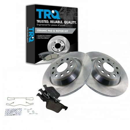 TRQ Rear Brake Pad & Rotor Kit Brake Pads Brake Rotor Ceramic Fits Select 2016-2021 Audi TT Quattro 2019-2021 Volkswagen Jetta 2018-2021 Tiguan