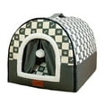 thumbnail image 4 of Acogedora caseta para perros pequeños, nido suave y cerrado para dormir, ideal para gatitos, perros pequeños y gatos. Verde grande, 4 of 9