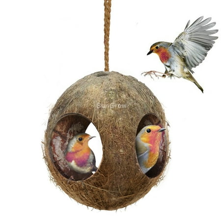 SunGrow Outdoor Coconut Hide & Bird Finch Cage & Hummingbird Nest