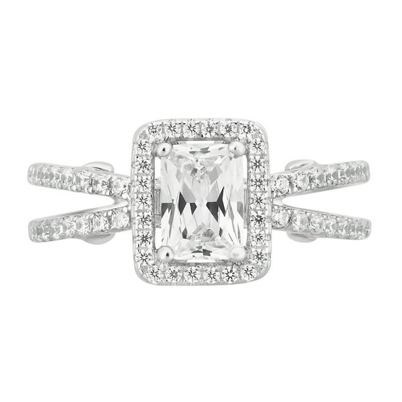 Arista 2 3/4 Carat T.W. Cubic Zirconia Split Shank Engagement Ring in Sterling Silver