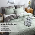 thumbnail image 3 of FEOYA Duvet Cover Set 3 Piece Bedding Quilt Cover Ultra Soft Comforter Cover Duvet Cover with Zipper King Size Washed Cotton Like Linen Textured Solid Color for Bed Bedroom Guest Room Farmhouse Hotel, 3 of 6