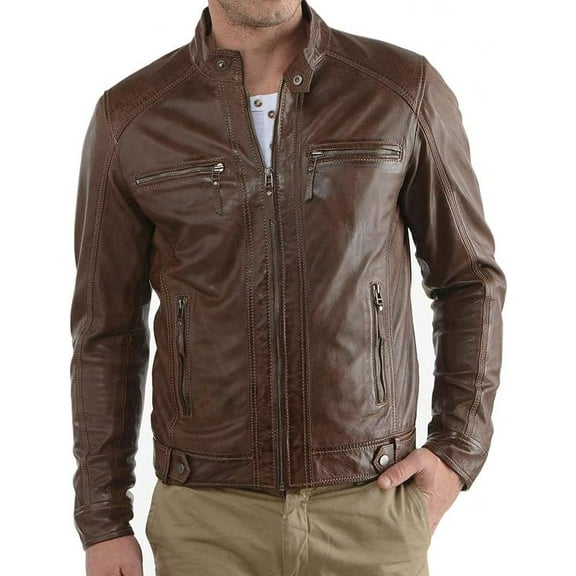 Men Leather Jacket Coat Motorcycle Biker Slim Fit Outwear Jackets A165