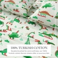 thumbnail image 2 of Great Bay Home Christmas Flannel Sheet Set - 100% Turkish Cotton - Double Brushed - Queen, Christmas Dinosaur, 2 of 6