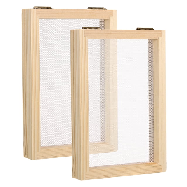 Unique Bargains 7'x5' Wooden Paper Making Screen Papermaking Mould Deckle Frame, Natural Color 2 Pack
