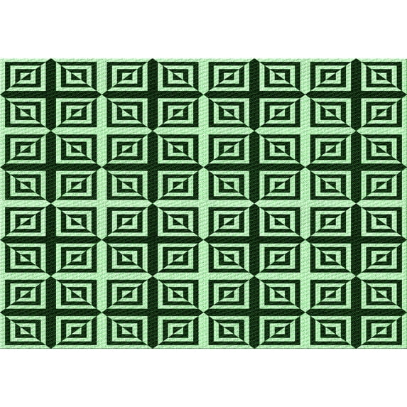 Ahgly Company Indoor Rectangle Patterned Light Green Area Rugs, 7' x 10'