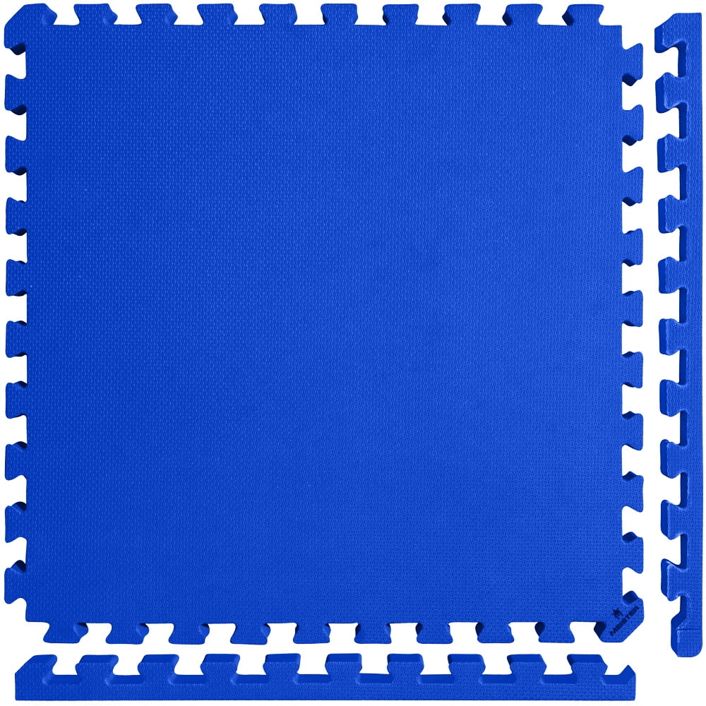 Meister X-THICK 1.5" Interlocking EVA Foam Mats - 2X Cushion for Wrestling, MMA Takedowns & Gymnastics - 2'x2' Tiles - Blue - 16 Tiles (64 Sqft)