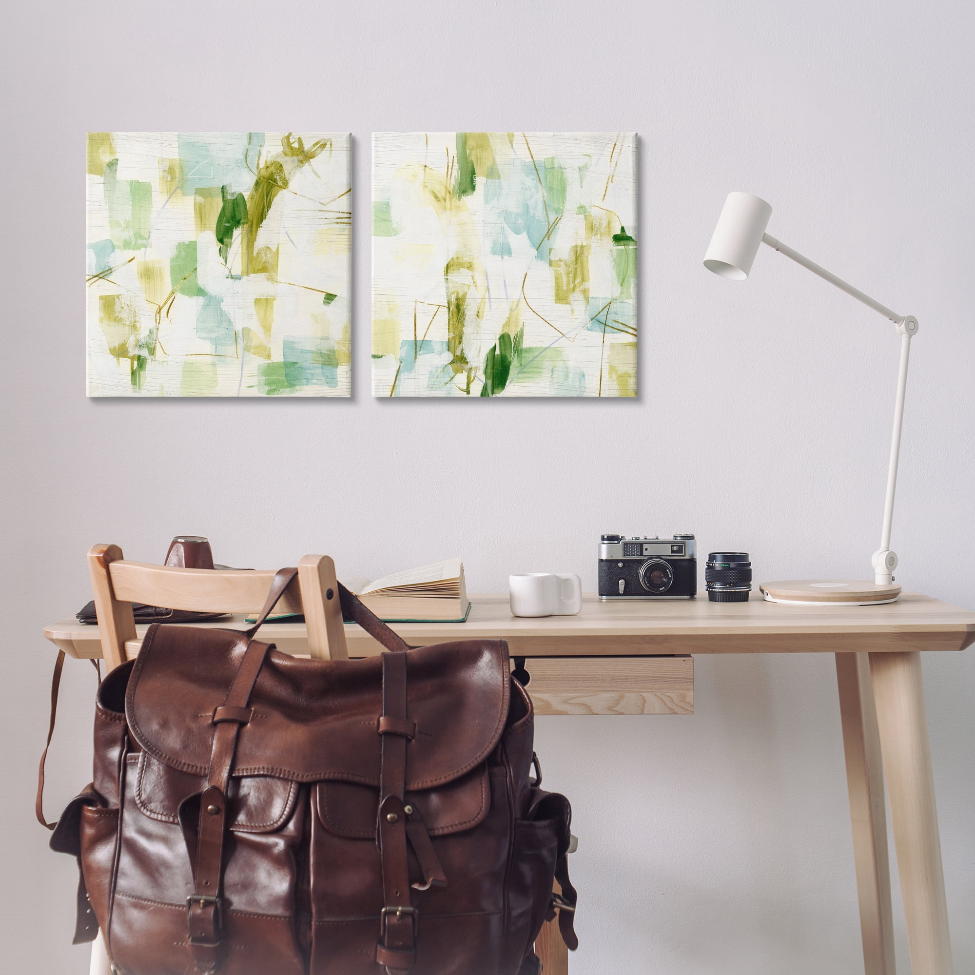 Stupell Industries Abstract Chaotic Patterns Abstract Painting Wrapped Canvas Art Print Wall Art, 17 x 17, Set of 2