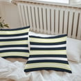 thumbnail image 4 of Yellow Navy Blue Stripe Outdoor Pillow Covers Set of 2 Modern Abstract Waterproof Throw Pillow Case Decorative Square Cushion Cover for Patio Couch Garden Balcony, 20"x20", 4 of 9