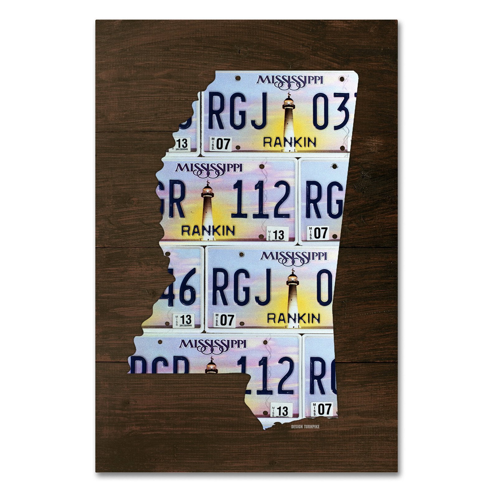 Trademark Fine Art 'Mississippi License Plate Map' Canvas Art by Design Turnpike, Black Matte, Black Frame