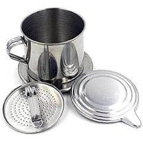 Pekkaxy Silver Vietnamese Coffee Filter Stainless Steel Coffee Pot Drip Infuse Cup Brewing Teapot No Need Paper Drip Coffee Pot Machine Filter
