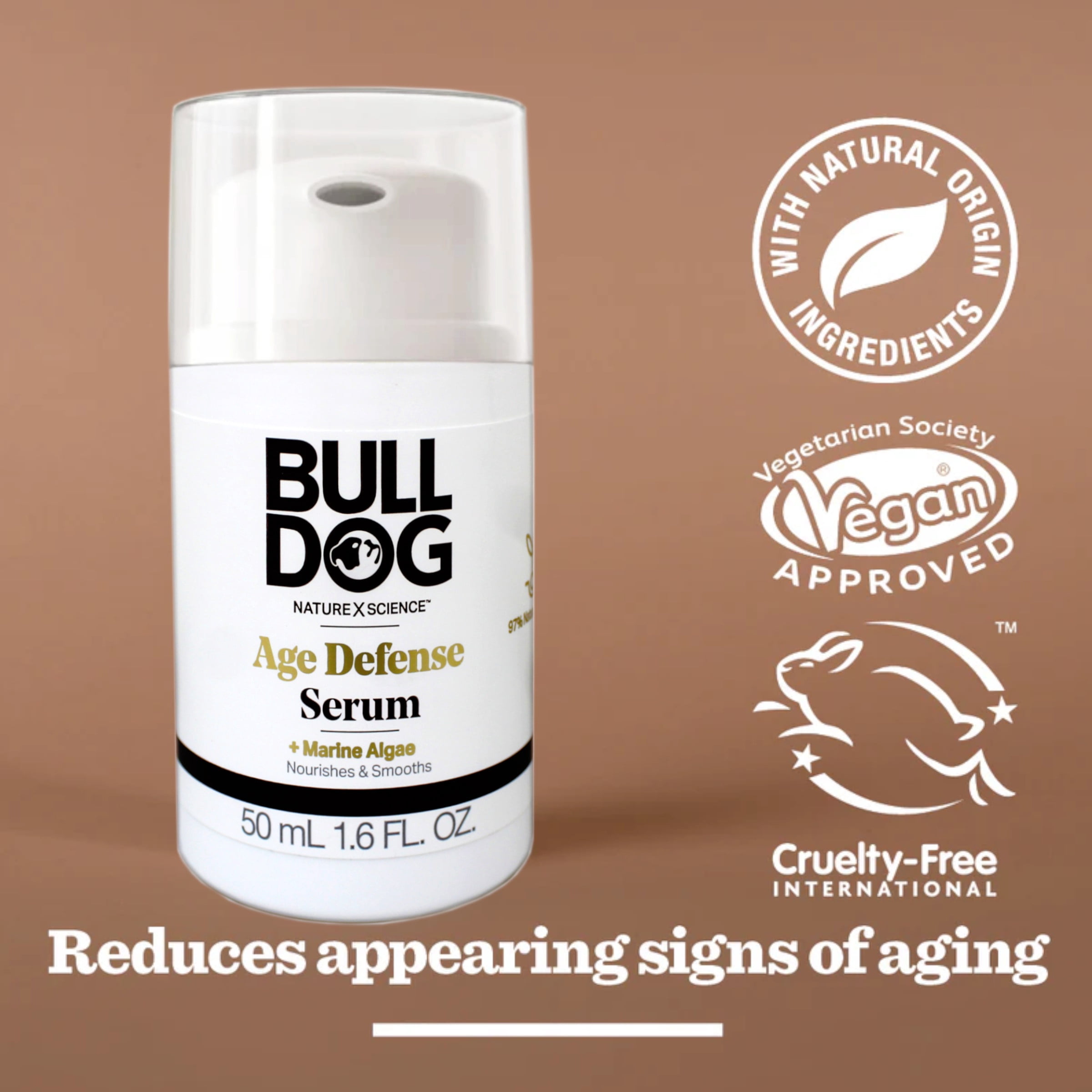 BULLDOG Mens Skincare Age Defense Serum with Marine Algae, 1.6 FL OZ - 2 Pack