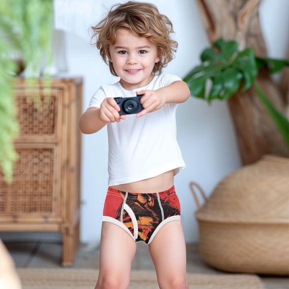 Ckdifva Wolf Face Red Boys Underwear Briefs Cotton Panties Active Stretch Briefs One Pack