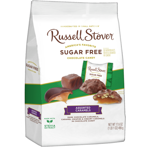 Russell Stover Sugar Free Assorted Caramels with Stevia, 17.85 oz. Bag