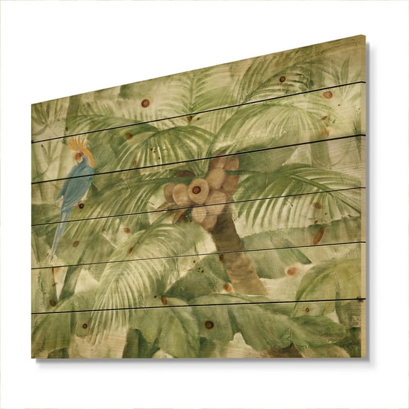 Designart 'Tropical Green Canopy' Traditional Print on Natural Pine Wood