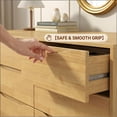thumbnail image 5 of 55" Solid Wood 7-Drawer Dresser with Power Outlet & USB Ports, Mid-Century Modern Pine Wood Chest of Drawers, Large Storage Cabinet for Bedroom/Living Room/Hallway, Natural, 5 of 11
