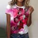thumbnail image 2 of Gibobby Playera de Manga Corta con Cuello Redondo Mujeres Casual Túnica Top Camisa Cuello redondo Top Floral Impreso Camisas Manga corta Camiseta Top Blusa(Rosa,M), 2 of 3