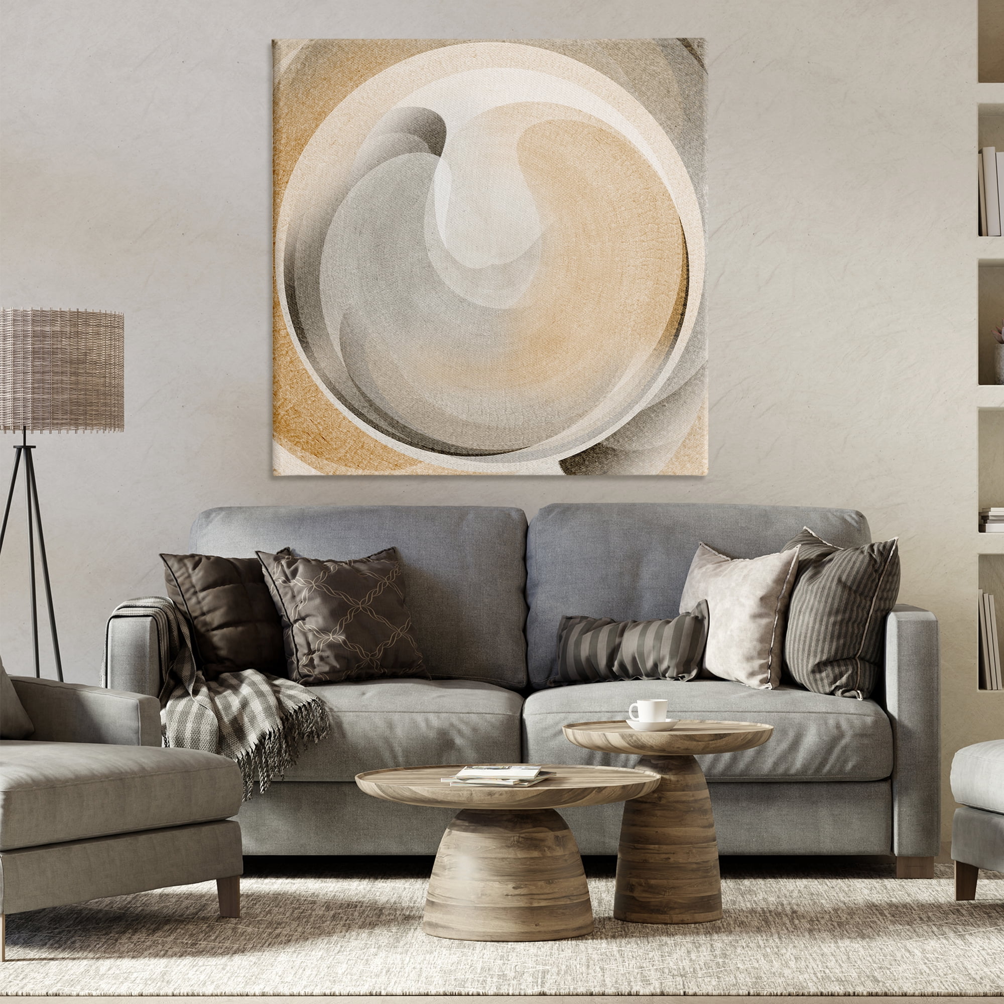Stupell Industries Circular Soft Neutrals Abstract Painting Wrapped Canvas Art Print Wall Art, 36 x 36