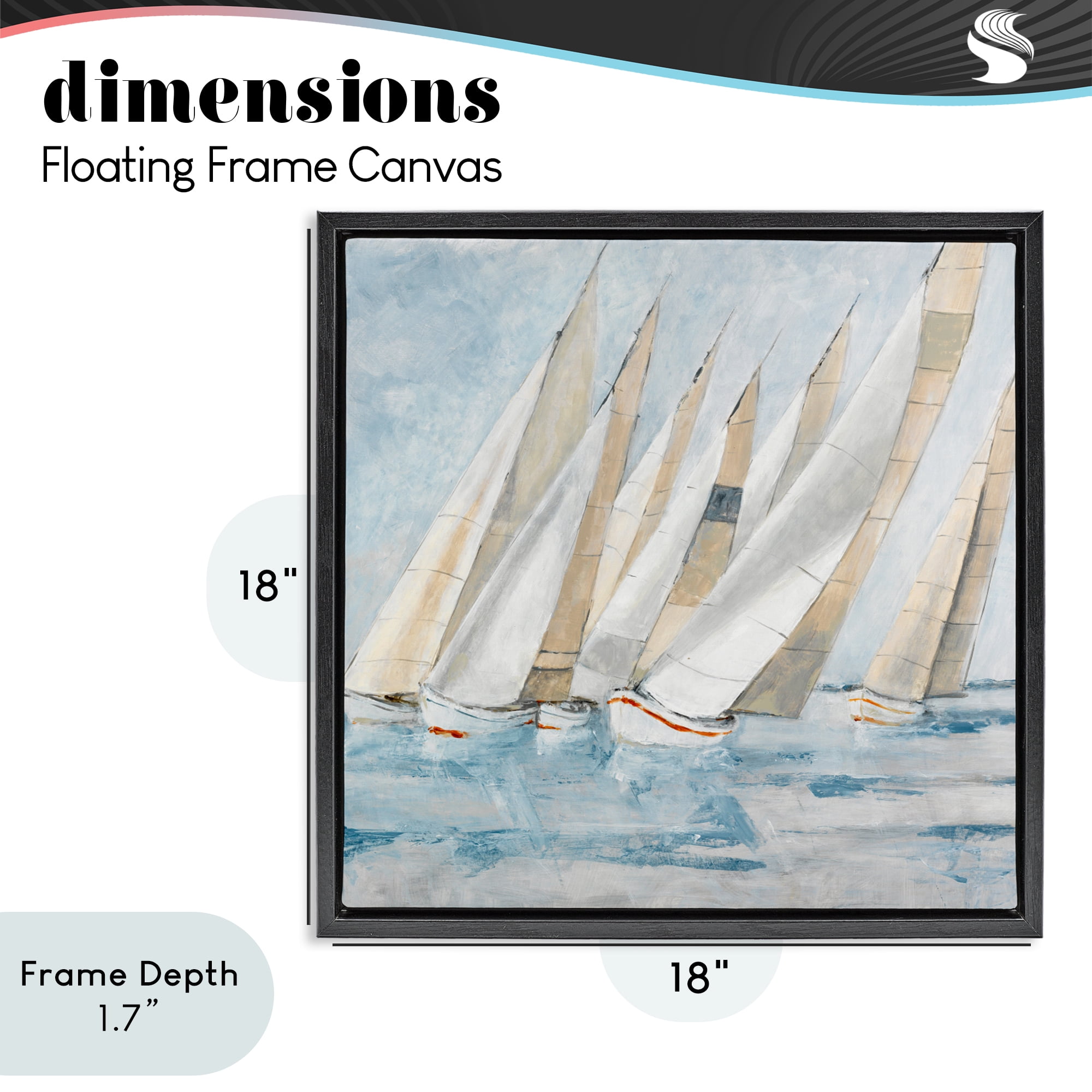 Stupell Industries Sailboat Regatta Coastal Scene Black Framed Floater Canvas Wall Art, design by Lorenzo Collective