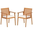thumbnail image 2 of Costway 2 PCS Patio Dining Chairs with  Removable Padded Cushion Armrests Acacia Wood, 2 of 9
