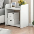 thumbnail image 4 of WKSCLPAI 2 Tier Slim Nightstand,Modern White Bedside Table,Simple Fashion End Table,Small Table for Living Room Bedroom Bathroom Office, 4 of 5