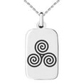 thumbnail image 1 of Stainless Steel Celtic Triskele Triskelion Triple Spiral Engraved Small Rectangle Dog Tag Charm Pendant Necklace, 1 of 1