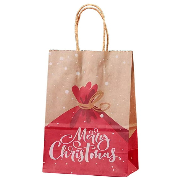 BinKFF Christmas Gift Bags Paper Gift Bags with Handles Bulk Gift Bags Kraft Medium Gift Bags Gift Wrap Bags Christmas Goody Bags Holiday Treat Box and Presents for Xmas Party Favors