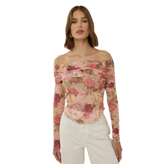 Off Shoulder Patterned Transparent Top
