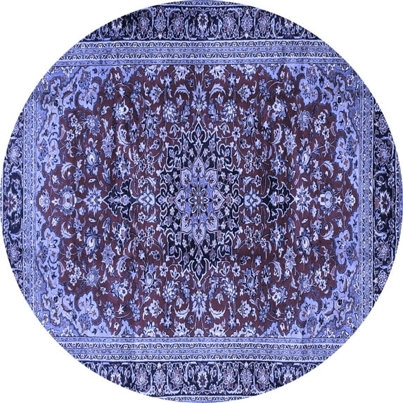 Ahgly Company Indoor Round Medallion Blue Traditional Area Rugs, 3' Round