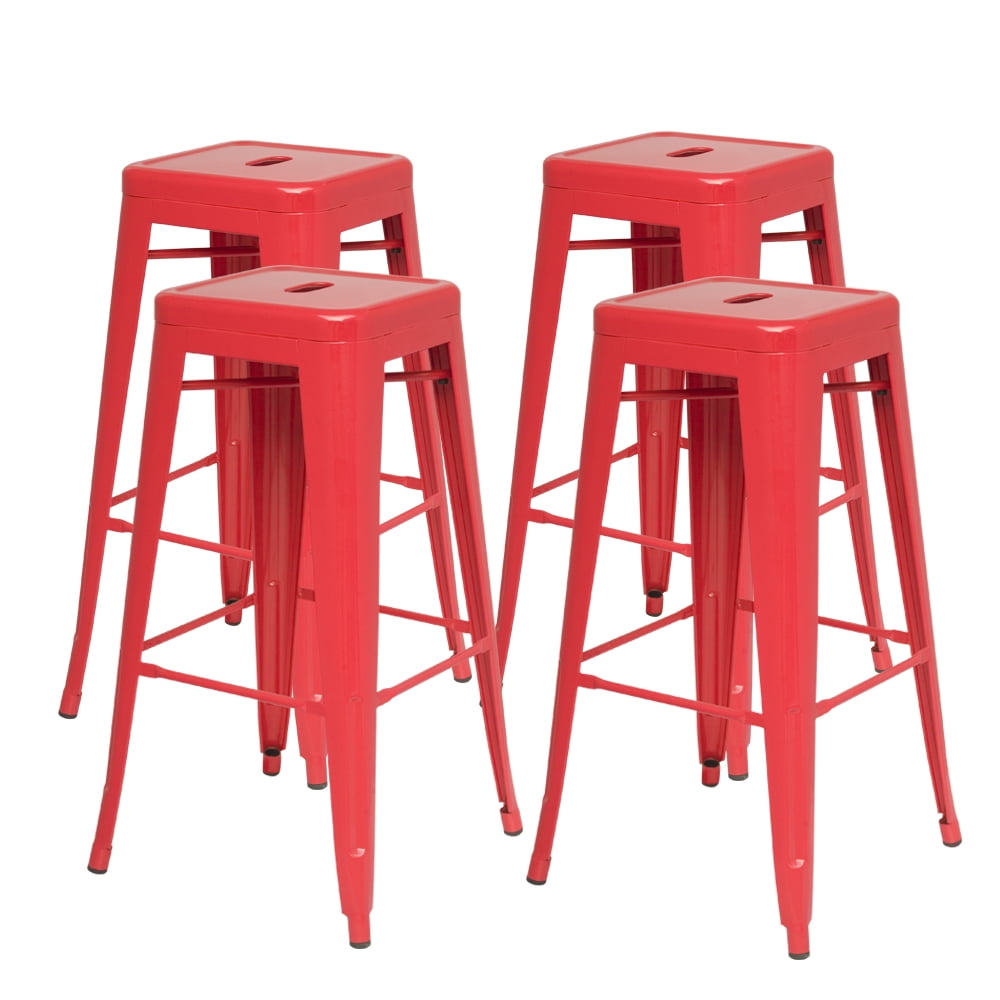 Metropolis Stackable Metal Backless Counter Stool (Set of 4), Multiple Colors - Walmart.com 