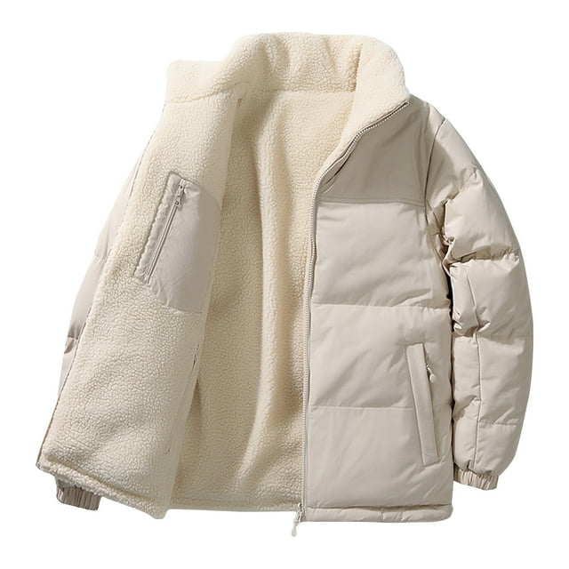 Puntoco Chaqueta De Algodón De Manga Larga Gruesa De Doble Cara De Color Sólido Para Exteriores De Terciopelo Informal De Moda Para Hombre
