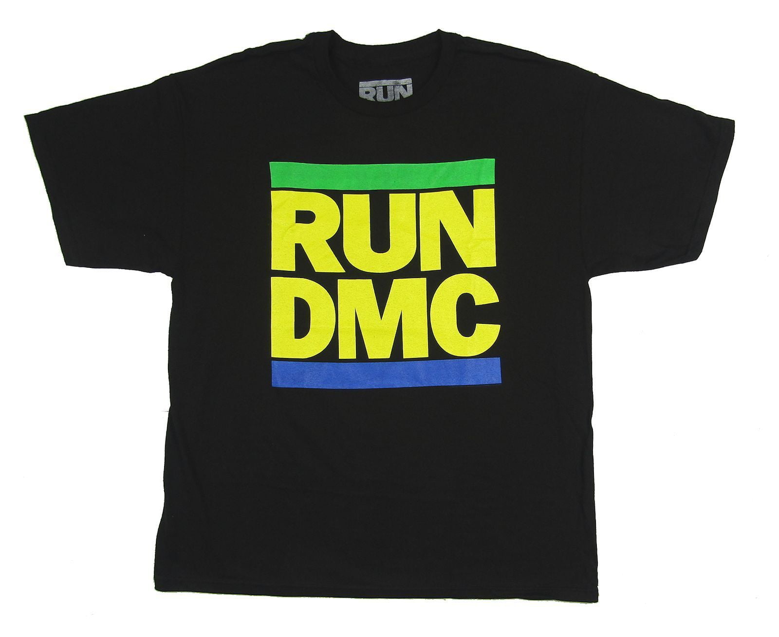 Run DMC Run DMC Brazil Flag Colors Classic Logo Image Black T Shirt
