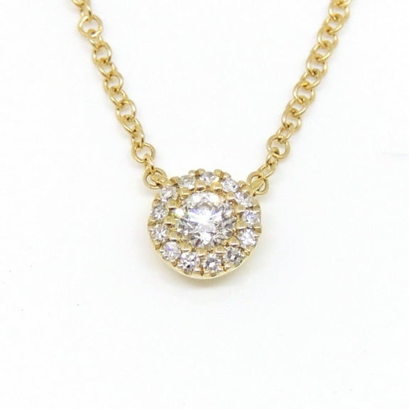 14k yellow Gold 0.14Ct real Diamond necklace gift jewelry 18" adjustable chain