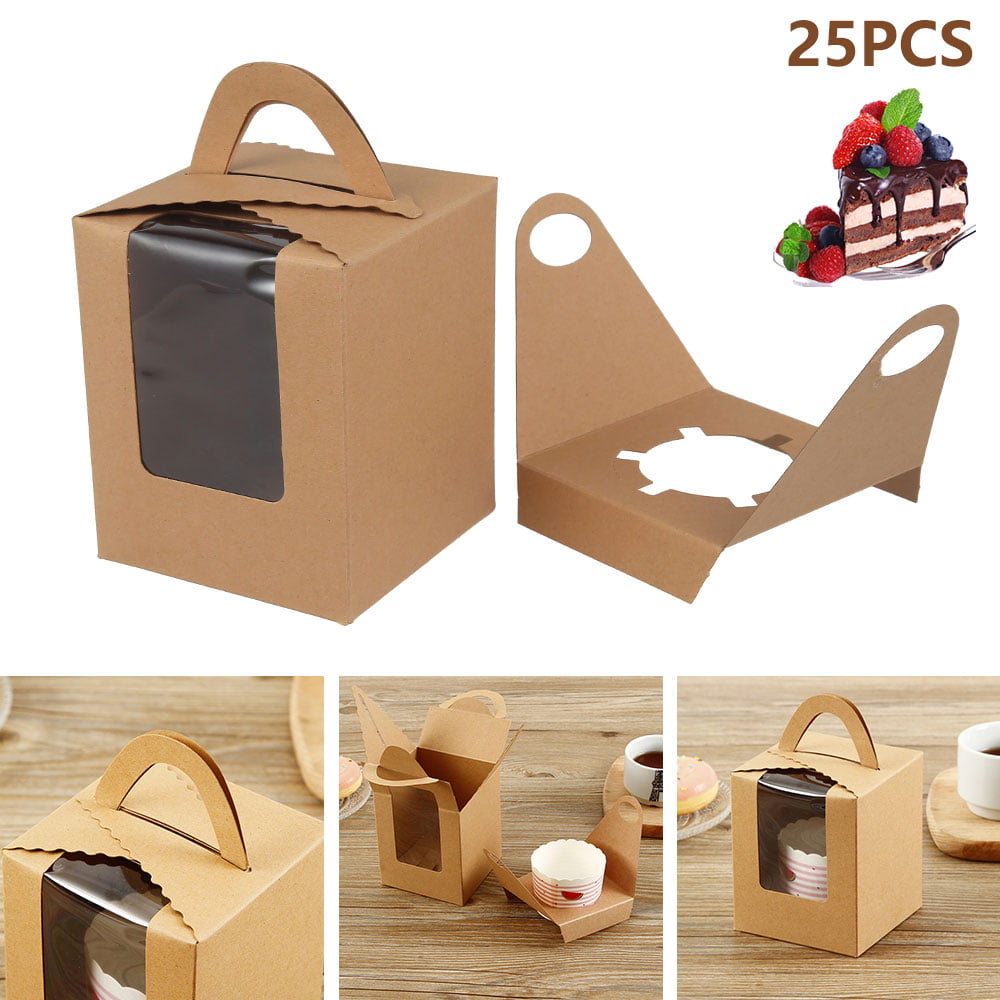 25pcs 6 Holes Paper Muffin Cupcake Cake Packing Box Case Wedding Party Container 