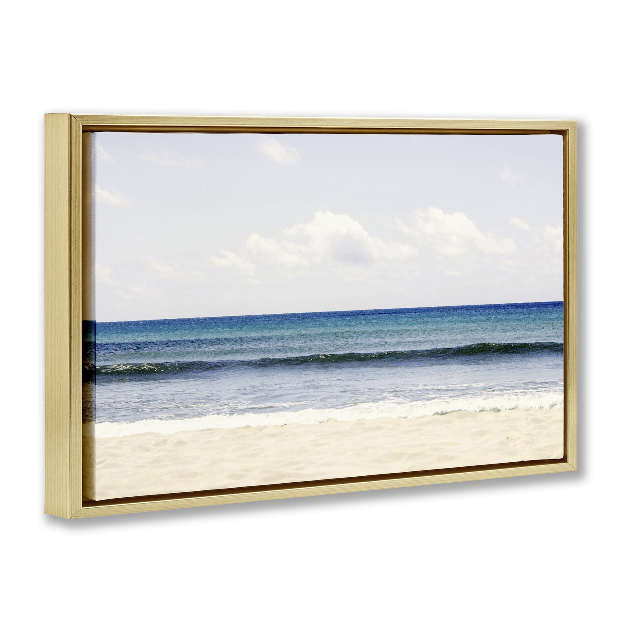 Stupell Industries Summer Seaside Escape Gold Framed Floater Canvas Wall Art, design by Gemma Bardot