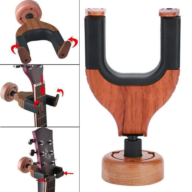 Gancho de montaje en pared para guitarra NikouMX Soporte de pared de madera con bloqueo de gravedad