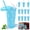 Blue, variant on Pink Bow Tumbler Cup 24oz Plastic Cups with Lids and Straws 12 Pack Reusable Coquette Aesthetic Party Favors Black