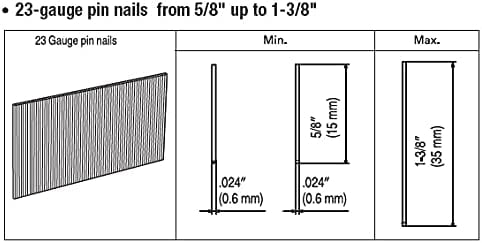 Carpenter Air Tools CP635 Pin Nailer, 100 Magazine, Strip Collation, 5/8 to 1-3/8 in Fastener