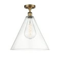 thumbnail image 3 of Innovations Lighting  Berkshire Glass- 1 Light 16" Semi-Flush Mount Clear/Brushed Brass, 3 of 5