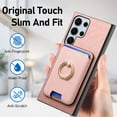 thumbnail image 6 of Phone Case for Samsung Galaxy S24 Ultra, Ultra Slim Phone Grip Ring Stand PU Leather Detachable Magnetic Credit Card Holder Drop Protective Case Cover Compatible with Samsung Galaxy S24 Ultra, Pink, 6 of 8