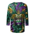 thumbnail image 5 of Meichang Mardi Gras Shirt Women Mardi Gras Mask Print Theme Party Tops Loose Fit Crew Neck Spring Tops Casual Holiday Blouses, 5 of 5