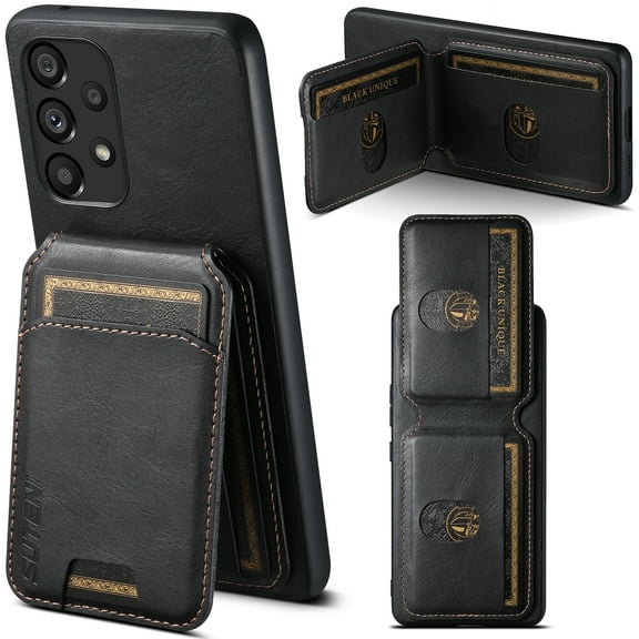 ELEHOLD for Samsung Galaxy A14 5G Wallet Case,Flip Back Card Holders Premium PU Leather Magentic Closure Stand Function Shockproof Protective Business Case for Men Women,Black