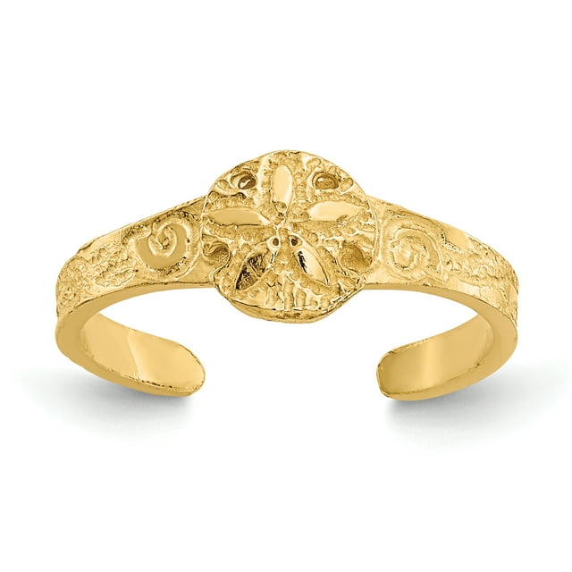 Bague d'Orteil Ajustable en Or Jaune 14k Sable Dollar Étoile de Mer Étoile de Mer Midi Ouverte