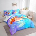 thumbnail image 3 of Manfei Cartoon Mermaid 7 Pieces Bedding Comforter Set,Starry Sky Full Bedding Set Lightweight,Kawaii Rainbow Fitted Sheet Flat Sheet,Super Cozy Ocean Room Decor,Reversible, 3 of 8