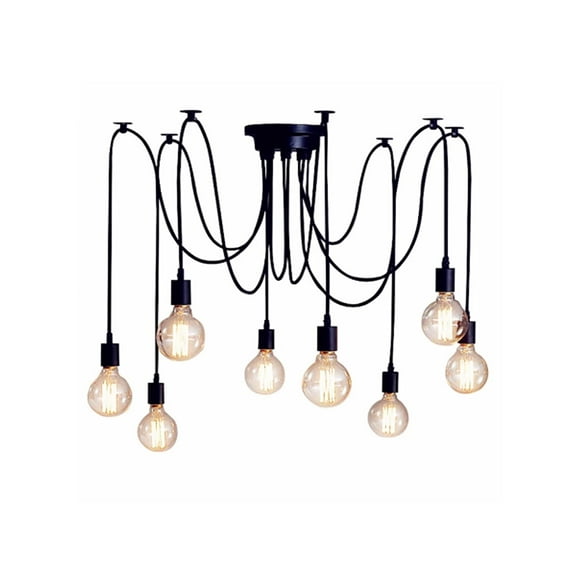 Lonruis Spider Lights Chandelier 8 Arms DIY Multiple Pendant Ceiling lamp Lighting kit fixtures Industrial Vintage Style for Kitchen Farmhouse Living Room(Each with 1.5m/59in Long Cord)